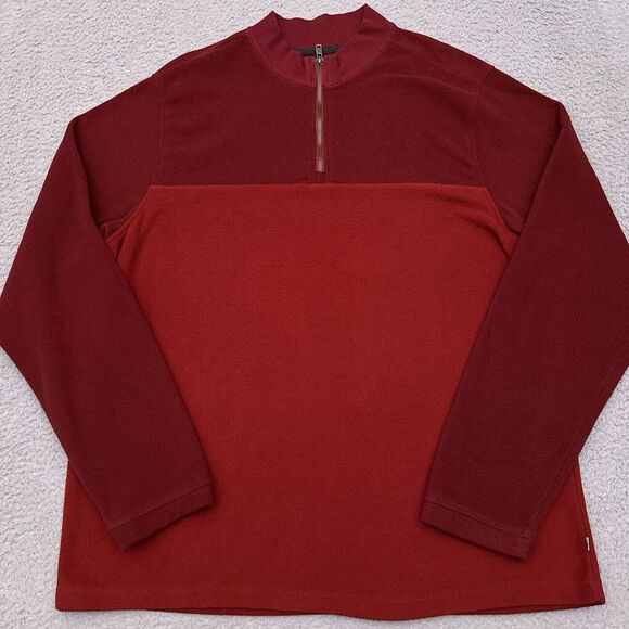 Levi's Fleece 1/4 Zip Sweater‎ Men's XXL Red Lightweight Mock Neck Two-Tone - Picture 1 of 7